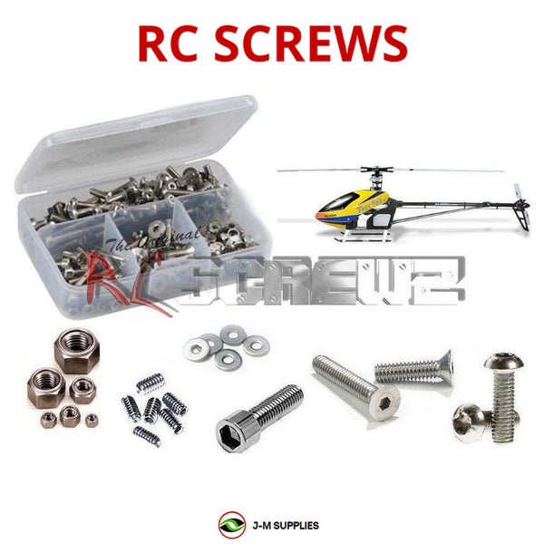 Representative image of an RCScrewZ stainless steel screw kit for Align T-REX 700 Nitro 700-Class Nitro Helicopter (KX018005T); exact kit contents vary by RC model.