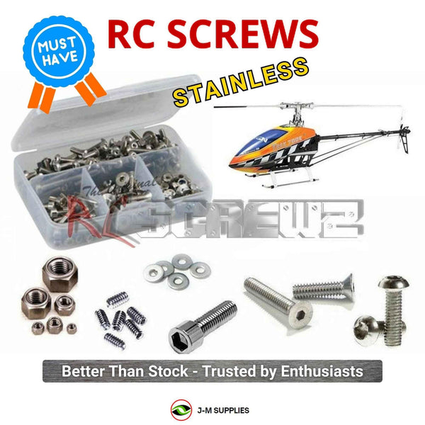 Representative image of an RCScrewZ stainless steel screw kit for Align T-REX 700E (KX018E05T); exact kit contents vary by RC model.