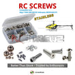 Representative image of an RCScrewZ stainless steel screw kit for Align T-REX 600 ESP (KX016013T); exact kit contents vary by RC model.
