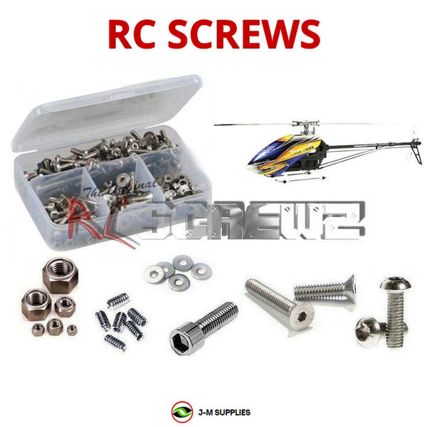 Representative image of an RCScrewZ stainless steel screw kit for Align T-REX 700E DFC (KX018E14T); exact kit contents vary by RC model.