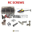 Representative image of an RCScrewZ stainless steel screw kit for Align T-REX 250/Pro DFC (KX019011T); exact kit contents vary by RC model.