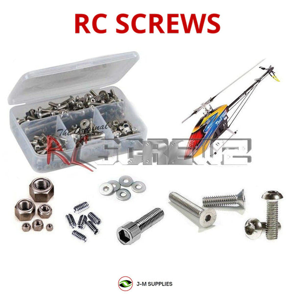 Representative image of an RCScrewZ stainless steel screw kit for Align T-REX 700L Dominator (RH70E20XT); exact kit contents vary by RC model.