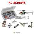 Representative image of an RCScrewZ stainless steel screw kit for Align T-REX 500L Dominator (RH50E07XT); exact kit contents vary by RC model.