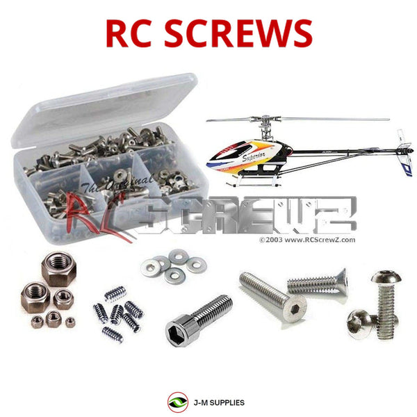 Representative image of an RCScrewZ stainless steel screw kit for Align T-REX 700E F3C V3 (RH70E08XT); exact kit contents vary by RC model.