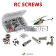 Representative image of an RCScrewZ stainless steel screw kit for Align T-REX 150 DFC (RH15E01XT); exact kit contents vary by RC model.