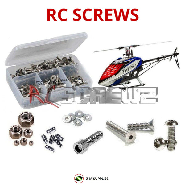 Representative image of an RCScrewZ stainless steel screw kit for Align T-REX 550X (RH55E22XT); exact kit contents vary by RC model.