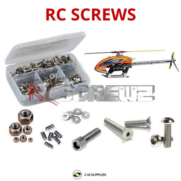 Representative image of an RCScrewZ stainless steel screw kit for Align TB60 (RH60E31XT); exact kit contents vary by RC model.