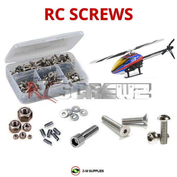 Representative image of an RCScrewZ stainless steel screw kit for Align T-REX 300X (RH30E01XT/RH30E02XT); exact kit contents vary by RC model.
