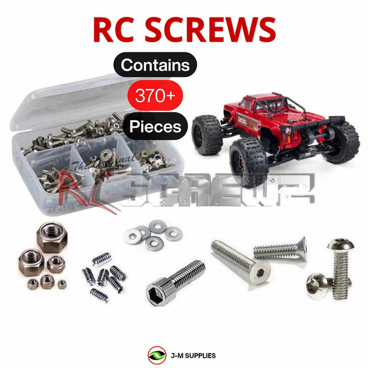 Representative image of an RCScrewZ stainless steel screw kit for ARRMA OUTCAST 8S BLX 1/5 Electric 4WD Stunt (ARA5810); exact kit contents vary by RC model.