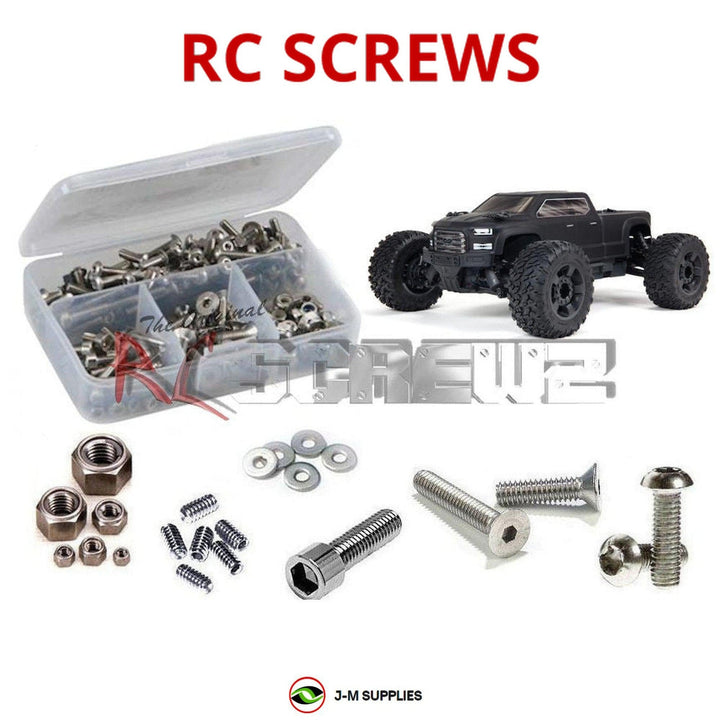 Representative image of an RCScrewZ stainless steel screw kit for ARRMA BIG ROCK 3S BLX 1/10 Electric 4WD MT (ARA4312V3); exact kit contents vary by RC model.