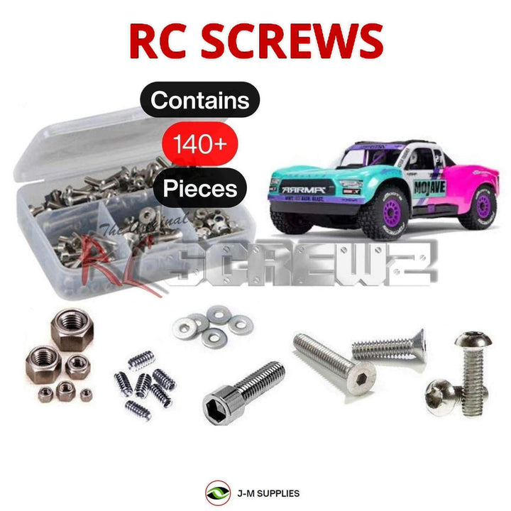 Representative image of an RCScrewZ stainless steel screw kit for ARRMA MOJAVE GROM 223S BLX 1/16 4WD Desert Truck (ARA2304); exact kit contents vary by RC model.