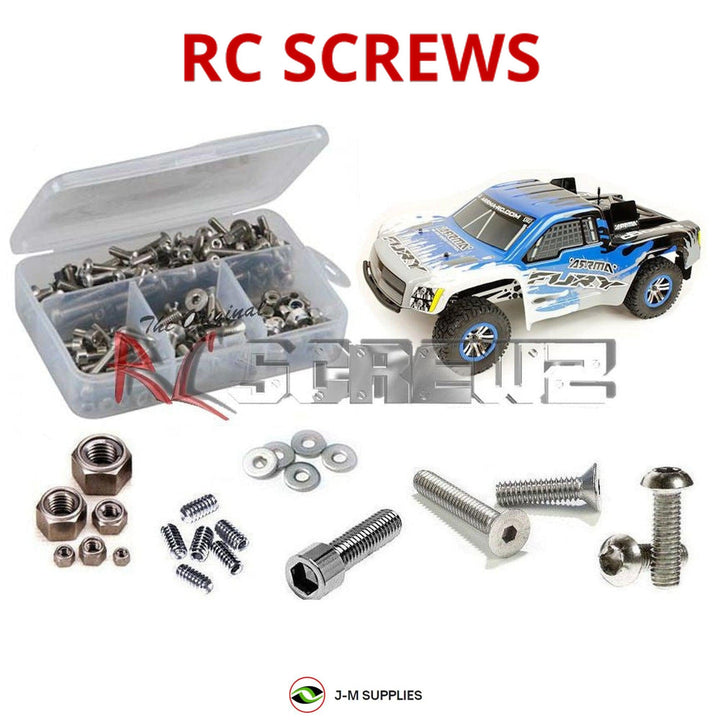 Representative image of an RCScrewZ stainless steel screw kit for ARRMA Fury MEGA 1/10 2WD Short Course Truck (AR102532); exact kit contents vary by RC model.