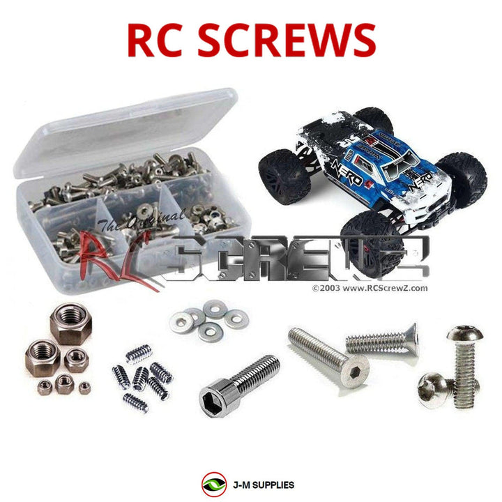 Representative image of an RCScrewZ stainless steel screw kit for ARRMA Nero 6S BLX 1/8 Electric 4WD Monster Truck (AR406029); exact kit contents vary by RC model.