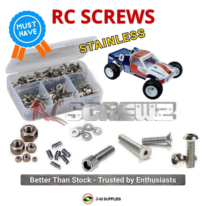 Representative image of an RCScrewZ stainless steel screw kit for Team Associated RC10T 1/10 2WD Stadium Truck (7001, 7011, 7014); exact kit contents vary by RC model.