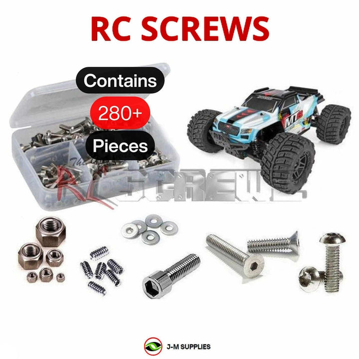 Representative image of an RCScrewZ stainless steel screw kit for Team Associated Rival MT8 RTR 1/8 4WD MT (20520); exact kit contents vary by RC model.