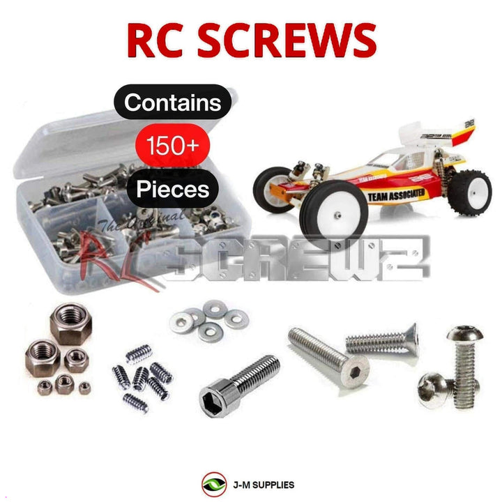 Representative image of an RCScrewZ stainless steel screw kit for Team Associated RC10 Gold Edition 1/10 2WD Buggy (6034); exact kit contents vary by RC model.