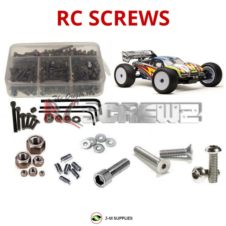 Representative image of an RCScrewZ stainless steel screw kit for Team Associated RC8Te Team 1/8 Electric 4WD Truggy (80911); exact kit contents vary by RC model.