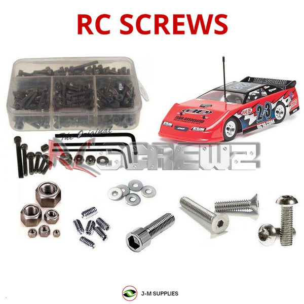 Representative image of an RCScrewZ stainless steel screw kit for Team Associated RC18 Late Model 1/18 Electric 4WD (20130); exact kit contents vary by RC model.