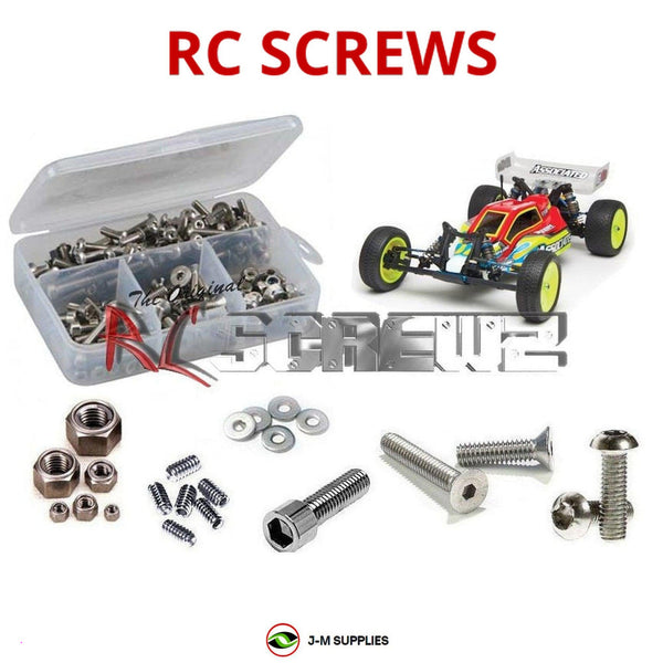 Representative image of an RCScrewZ stainless steel screw kit for Team Associated RC10B4.2 RTR 1/10 2WD Buggy (9042, ASC9042); exact kit contents vary by RC model.