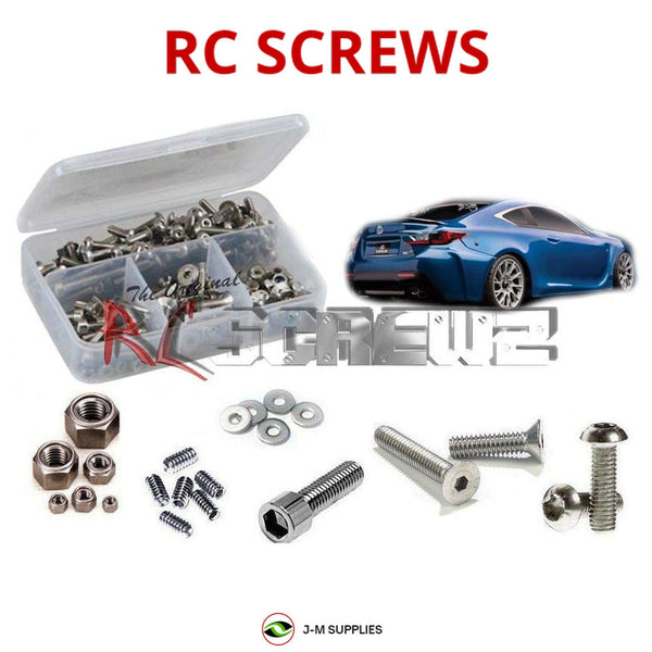 Representative image of an RCScrewZ stainless steel screw kit for Team Associated Apex FR-S/RCF RTR 1/10 Touring Car (30118, 30115); exact kit contents vary by RC model.