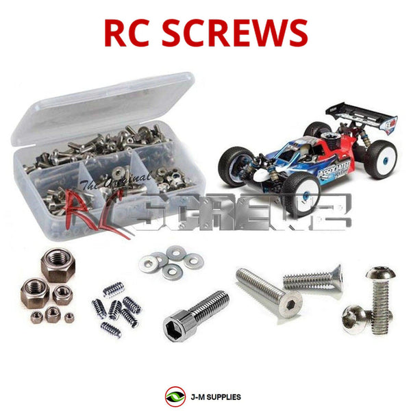 Representative image of an RCScrewZ stainless steel screw kit for Team Associated RC8B3 Team 1/8 Nitro 4WD Buggy (80914); exact kit contents vary by RC model.