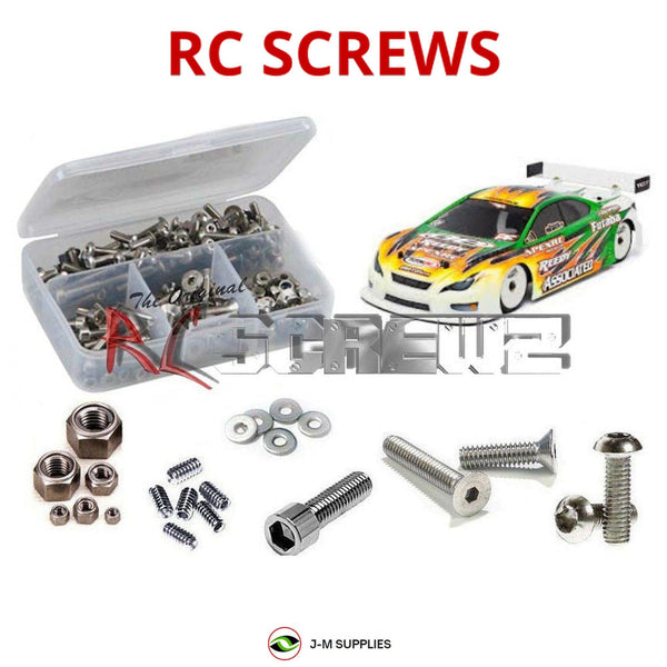 Representative image of an RCScrewZ stainless steel screw kit for Team Associated TC7 FT 1/10 4WD Touring Car (30120); exact kit contents vary by RC model.