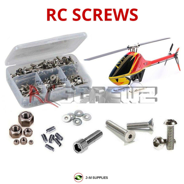 Representative image of an RCScrewZ stainless steel screw kit for Avant Mostro 700 Electric 700-Class RC Helicopter; exact kit contents vary by RC model.