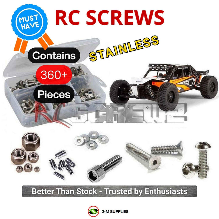 Representative image of an RCScrewZ stainless steel screw kit for Axial EXO Terra Buggy 1/10 Electric 4WD (90015, 90024); exact kit contents vary by RC model.