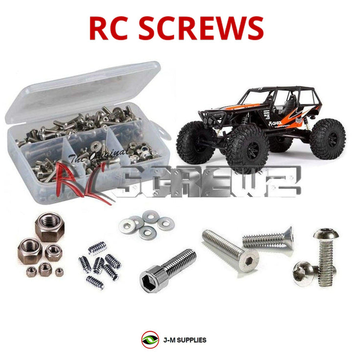 Representative image of an RCScrewZ stainless steel screw kit for Axial Wraith Rock Racer 1/10 Electric 4WD (90018, 90020); exact kit contents vary by RC model.