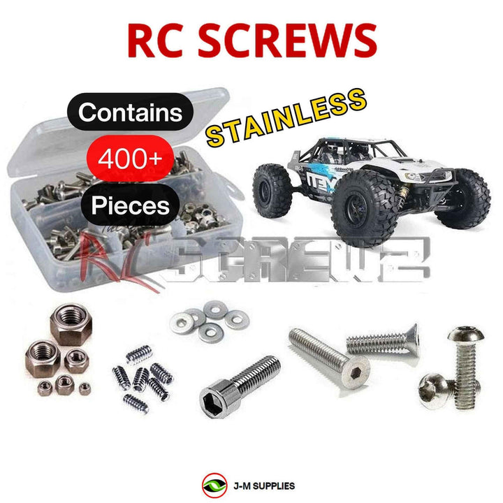 Representative image of an RCScrewZ stainless steel screw kit for Axial Yeti 1/10 Electric 4WD Rock Racer (90025, 90026); exact kit contents vary by RC model.