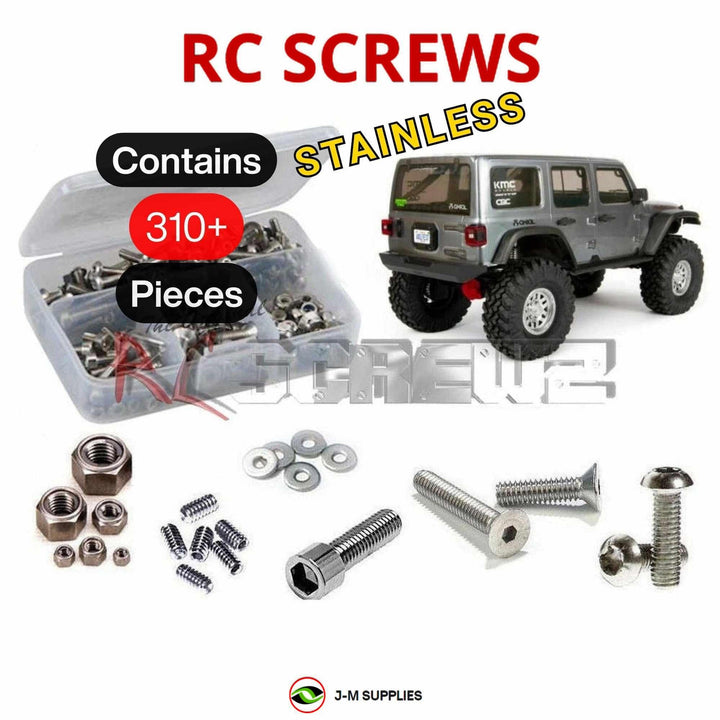 Representative image of an RCScrewZ stainless steel screw kit for Axial SCX10 III Jeep JLU 1/10 Electric 4WD Crawler (AXI03003); exact kit contents vary by RC model.