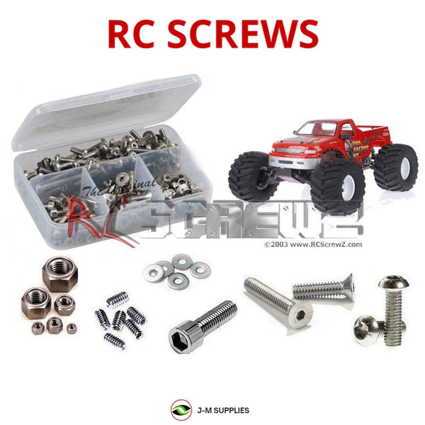 Representative image of an RCScrewZ stainless steel screw kit for CEN Racing Fun Factor MT2/MT4; exact kit contents vary by RC model.