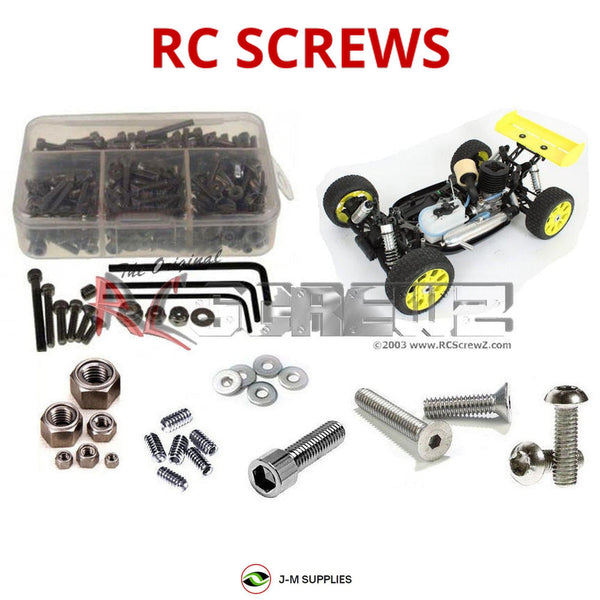 Representative image of an RCScrewZ stainless steel screw kit for CEN Racing Matrix R3 1/8th; exact kit contents vary by RC model.