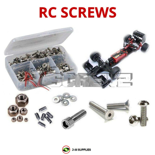 Representative image of an RCScrewZ stainless steel screw kit for CRC WTF-1 DS 1/10 Electric On-Road Formula 1 Car (#1502); exact kit contents vary by RC model.