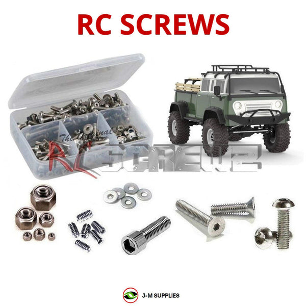 Representative image of an RCScrewZ stainless steel screw kit for Cross RC JT-4 1/10 4X4 #CZRJT4; exact kit contents vary by RC model.