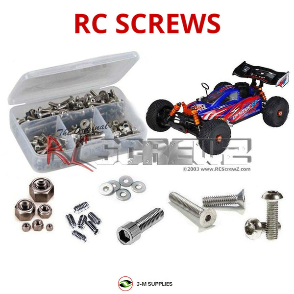Representative image of an RCScrewZ stainless steel screw kit for DHK Hobby Optimus GP; exact kit contents vary by RC model.