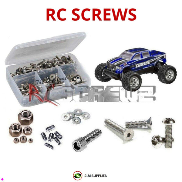 Representative image of an RCScrewZ stainless steel screw kit for DHK Hobby Crosse 1/10 Electric Monster Truck; exact kit contents vary by RC model.