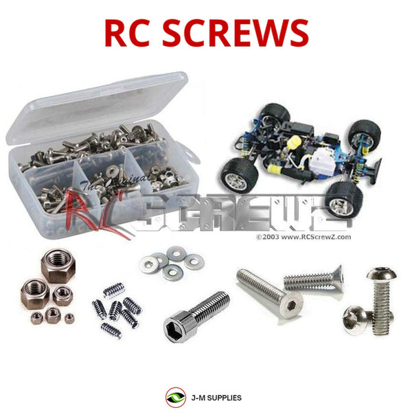 Representative image of an RCScrewZ stainless steel screw kit for Duratrax Overdrive ST; exact kit contents vary by RC model.