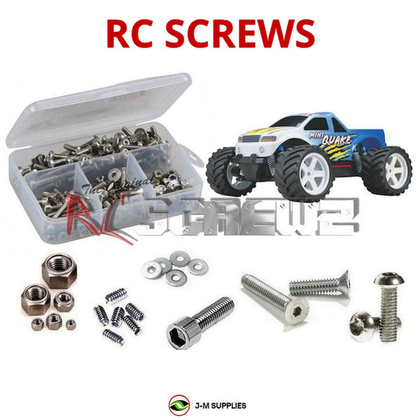 Representative image of an RCScrewZ stainless steel screw kit for Duratrax Mini Quake; exact kit contents vary by RC model.