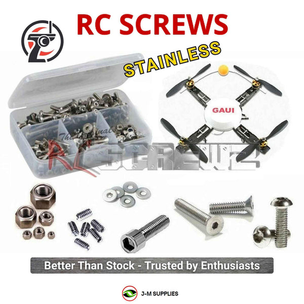 Representative image of an RCScrewZ stainless steel screw kit for GAUI 330X-S QuadCopter; exact kit contents vary by RC model.