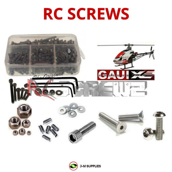 Representative image of an RCScrewZ stainless steel screw kit for Gaui X2 Helicopter; exact kit contents vary by RC model.
