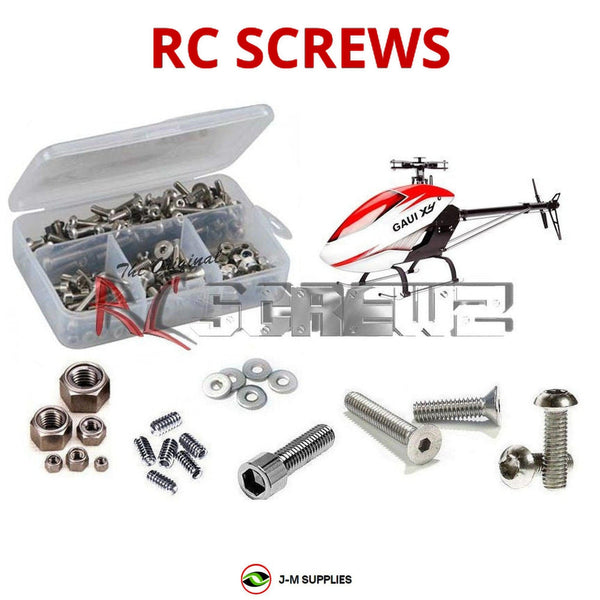 Representative image of an RCScrewZ stainless steel screw kit for Gaui X4 Helicopter; exact kit contents vary by RC model.