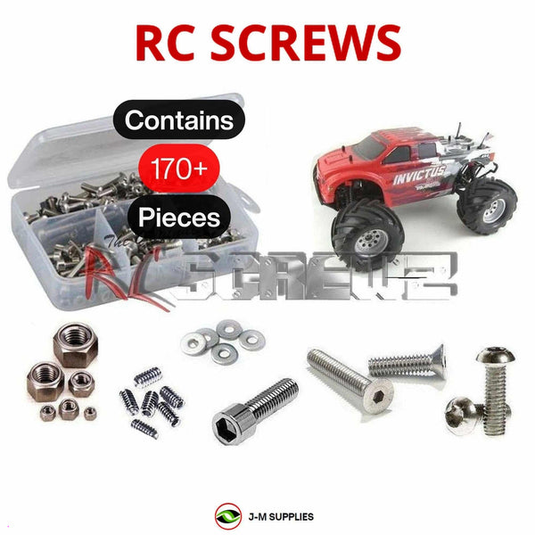 Representative image of an RCScrewZ stainless steel screw kit for Helion Invictus 10MT 1/10th Monster Truck HLNA0570 (#0570); exact kit contents vary by RC model.