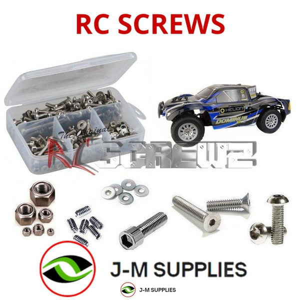 Representative image of an RCScrewZ stainless steel screw kit for Helion RC Dominus 10SC; exact kit contents vary by RC model.