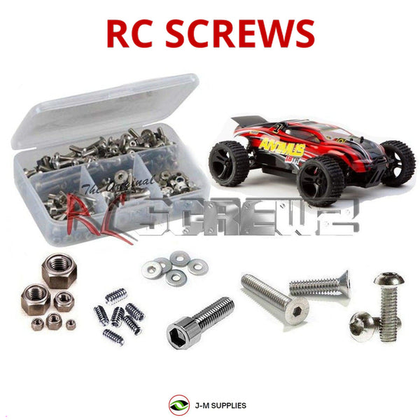 Representative image of an RCScrewZ stainless steel screw kit for Helion RC Animus 18TR; exact kit contents vary by RC model.