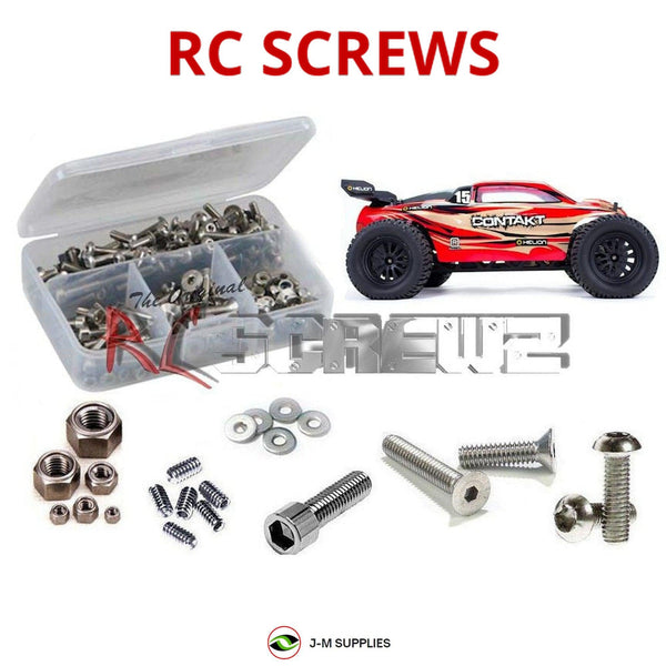 Representative image of an RCScrewZ stainless steel screw kit for Helion RC Contakt 12B 1/12 Electric Truggy; exact kit contents vary by RC model.