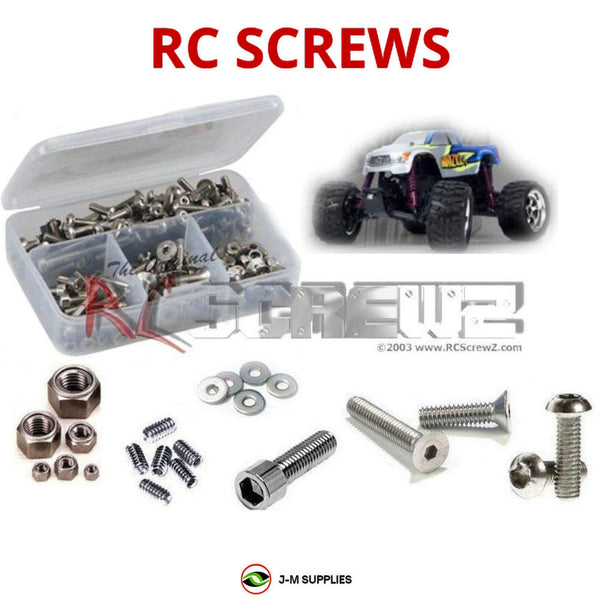 Representative image of an RCScrewZ stainless steel screw kit for Hot Bodies Mini-Zilla; exact kit contents vary by RC model.