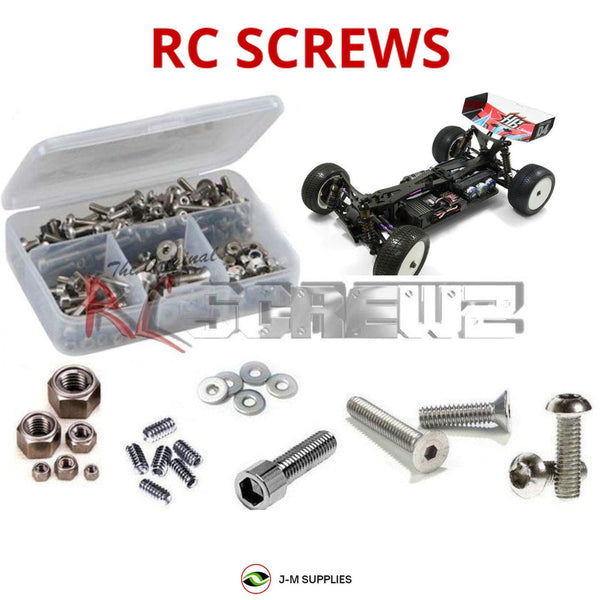 Representative image of an RCScrewZ stainless steel screw kit for Hot Bodies Cyclone D4 WCE; exact kit contents vary by RC model.