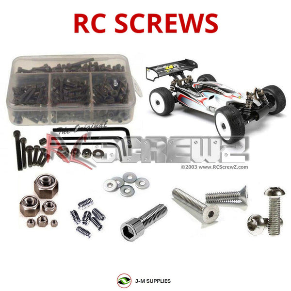 Representative image of an RCScrewZ stainless steel screw kit for Hot Bodies Ve8 Buggy; exact kit contents vary by RC model.