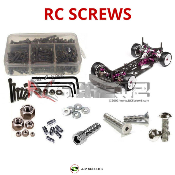 Representative image of an RCScrewZ stainless steel screw kit for Hot Bodies TCX Sedan; exact kit contents vary by RC model.